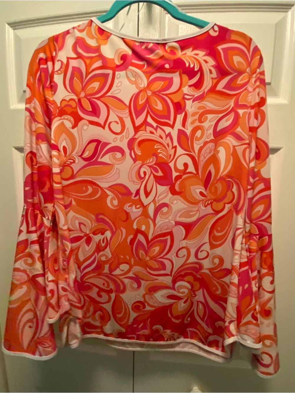 Sam & Jess Vintage Inspired 60’s Groovy Swirl Pink,Orange Blouse Large - Picture 5 of 9